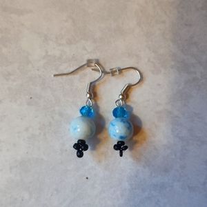 Blue Beaded Dangle Earrings